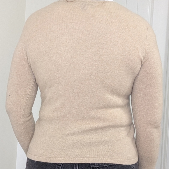 Land's End 100% Cashmere Camel Argyle Crewneck Sweater Womens Size Medium - Picture 7 of 9
